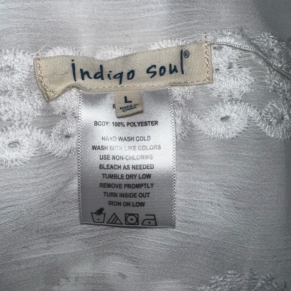 Indigo Soul Cardigan Women’s Large White Sleeveless 100% Polyester Open Front - Picture 3 of 13